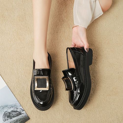 Chaussures Chaussures Oxfords Boucle En Métal Cristal Pour Femmespetites Chaussures Britanniques En Cuirtalonspais Ald On Uromocassins En Cuir Brillant