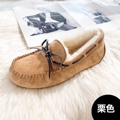 Chaussures Mocassins Plats En Cuir Véritable Pour Femmeschaussures Décontractéesfourrure Véritablehaute Qualitécuir Souplemarque De Mode