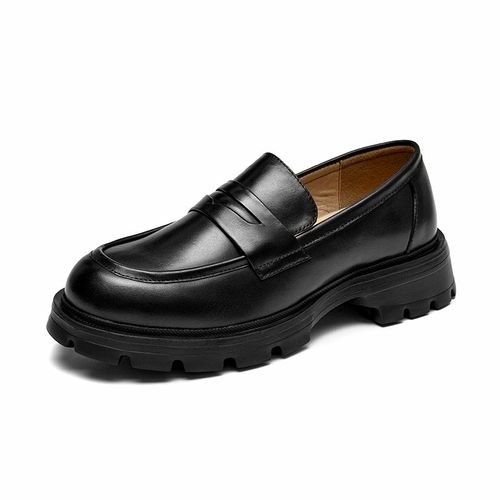 Mocassins En Cuir De Vache Véritable Pour Femmes,Bout Rond,Semelle Épaisse,À Enfiler,Uniforme Jk,Chaussures Habillées Faites À La Main,27764