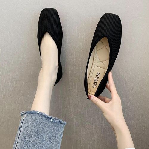 Chaussures Plates En Tissu 2024 Coton Pour Femme,Ballerine Jaune,Mocassins À Enfiler,Talon Pio,Mule,Grande Taille 43