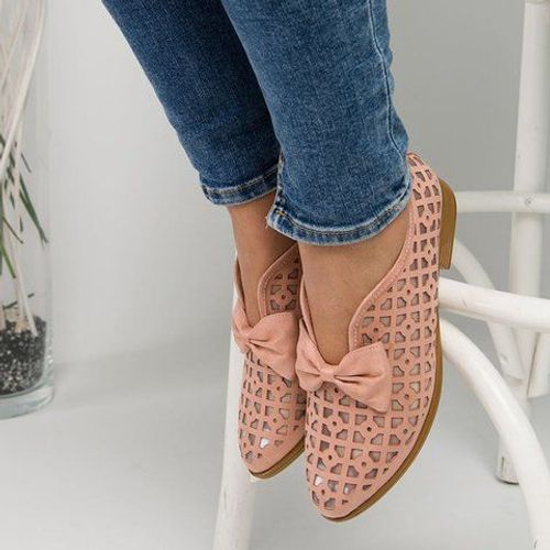 Chaussures Mocassins Pointus N?ud Papillon Pour Femmeschaussures De Printemps Plateformesans Lacetgrande Taille