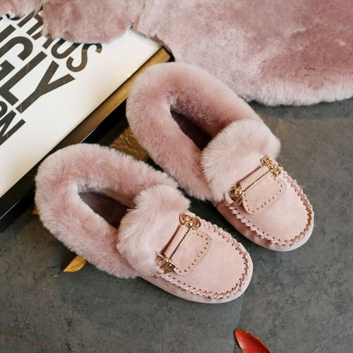 Chaussures Mocassins En Cuir Véritable Pour Femmeschaussures De Neige Laine Véritablemocassins Décontractésgrande Taillehivernouvelle Mode