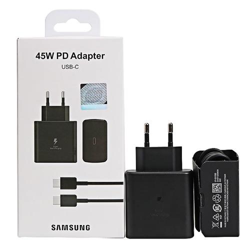 Prise EU ajouter un câble 5A - chargeur de Charge rapide Super adaptatif 45W  USB C Original, avec câble EP TA845 5A, pour Samsung GALAXY S23 S22 Plus  Ultra Note 10 20