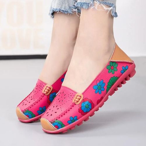 Mocassins En Cuir Fendu Pour Femme,Ballerines À Enfiler,Imprimé,Grande Taille 44,Printemps Automne