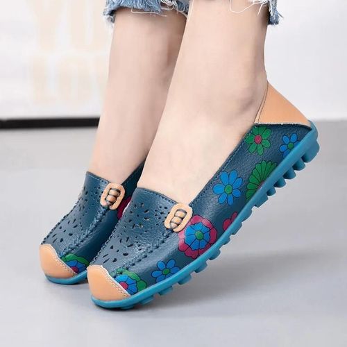 Mocassins En Cuir Fendu Pour Femme,Ballerines À Enfiler,Imprimé,Grande Taille 44,Printemps Automne