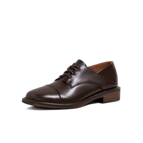 Chaussures Mocassins En Cuir De Vache Talons Carrés Et Ronds Pour Femmeescarpins Décontractés Lacets Et Basoxfordprintemps