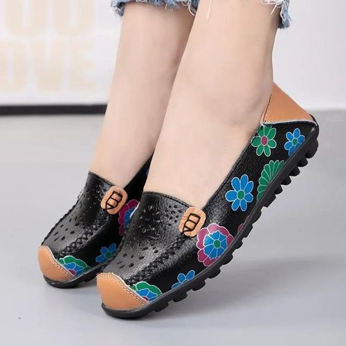 Mocassins En Cuir Fendu Pour Femme,Ballerines À Enfiler,Imprimé,Grande Taille 44,Printemps Automne
