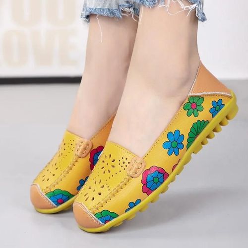 Mocassins En Cuir Fendu Pour Femme,Ballerines À Enfiler,Imprimé,Grande Taille 44,Printemps Automne