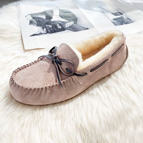 Chaussures Mocassins Plats En Cuir Véritable Et Fourrure Naturelle Pour Femmechaussures D'hiver De Grande Tailledécontractéesà La Modede Haute Qualité