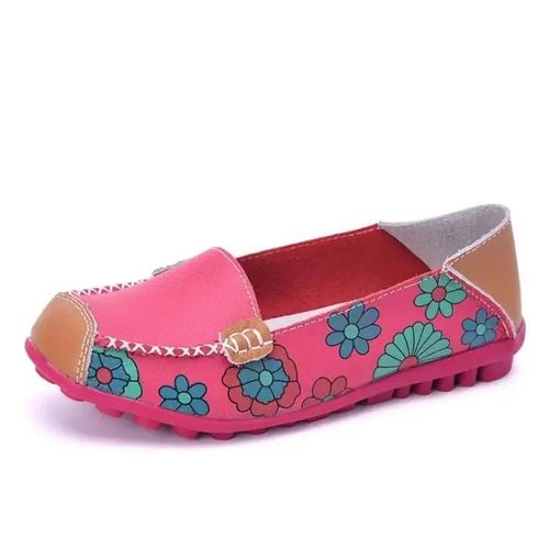 Mocassins En Cuir Fendu Pour Femme,Ballerines À Enfiler,Imprimé,Grande Taille 44,Printemps Automne