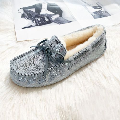 Chaussures Mocassins Plats En Cuir Véritable Et Fourrure Naturelle Pour Femmechaussures D'hiver De Grande Tailledécontractéesà La Modede Haute Qualité