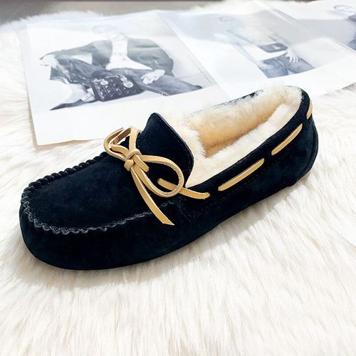 Chaussures Mocassins En Cuir Véritable Pour Femmeschaussures Platesfourrure Naturellemocassins Décontractésgrande Taillehaute Qualiténouvelle Modehiver
