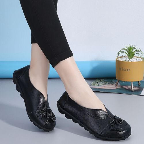 Chaussures Mocassins En Cuir Véritable Pour Femmeschaussures Plates Et Décontractées Avec N?ud Papillonpour Balletautomne Et Hiver