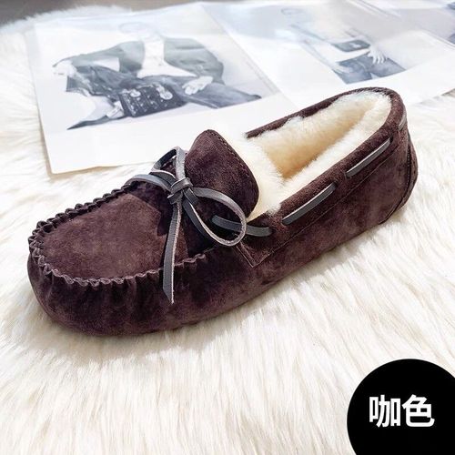 Chaussures Mocassins En Cuir Véritable Pour Femmeschaussures Platesfourrure Naturellemocassins Décontractésgrande Taillehaute Qualiténouvelle Modehiver