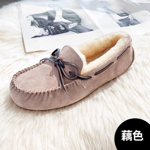 Chaussures Mocassins En Cuir Véritable Pour Femmeschaussures Platesfourrure Naturellemocassins Décontractésgrande Taillehaute Qualiténouvelle Modehiver