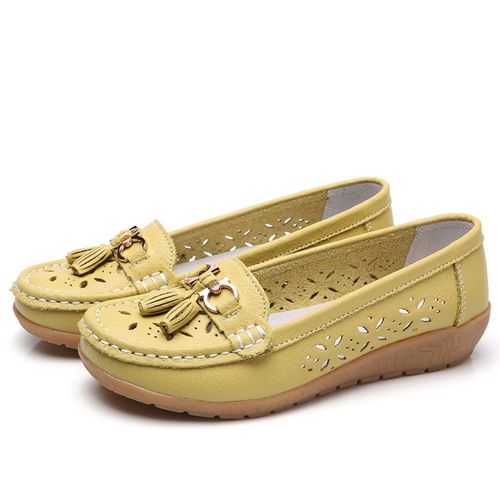 Chaussures Chaussures D'été En Cuir Pour Femmesmocassins Plateformebateau Souplemode Découpéeappartements Décontractéstalon Baschaussures D'infirmièrechaussures Lolita