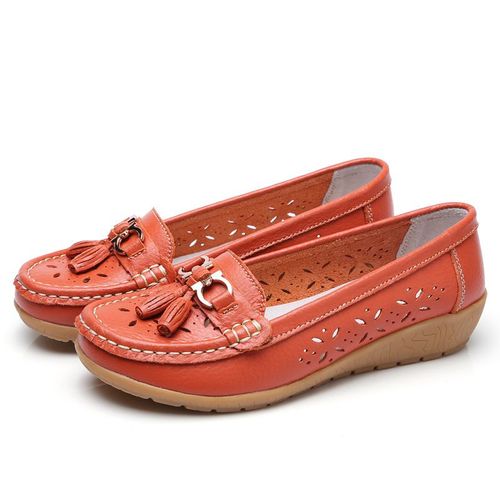 Chaussures Chaussures D'été En Cuir Pour Femmesmocassins Plateformebateau Souplemode Découpéeappartements Décontractéstalon Baschaussures D'infirmièrechaussures Lolita
