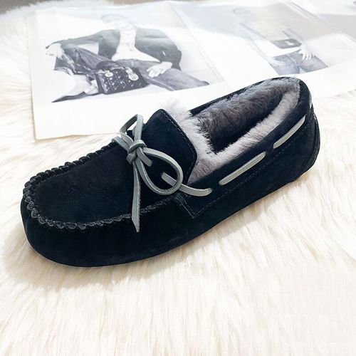 Chaussures Mocassins En Cuir Véritable Pour Femmeschaussures Platesfourrure Naturellemocassins Décontractésgrande Taillehaute Qualiténouvelle Modehiver