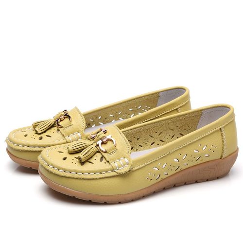 Chaussures Chaussures D'été En Cuir Pour Femmesmocassins Plateformebateau Souplemode Découpéeappartements Décontractéstalon Baschaussures D'infirmièrechaussures Lolita