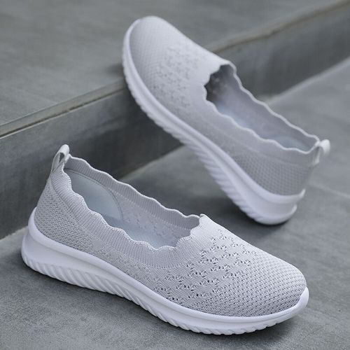 Chaussures Noires Plates À Enfiler Pour Femmes,Baskets De Marche Légères,Chaussures D'été Décontractées,Mocassins De Tennis,Grande Taille 42