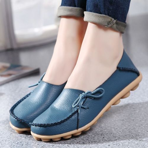 Mocassins En Cuir Pour Femmes,Chaussures Plates À Bout Pointu,Grande Taille 44