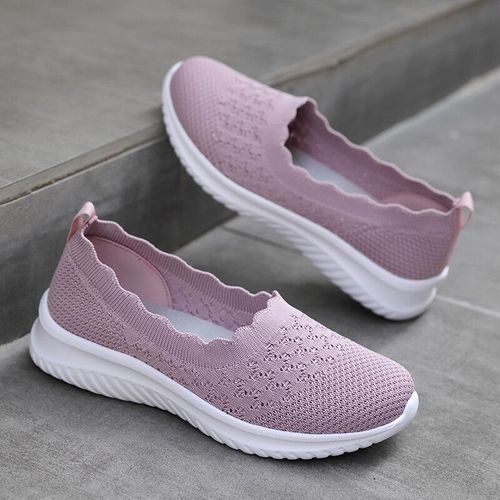 Chaussures Noires Plates À Enfiler Pour Femmes,Baskets De Marche Légères,Chaussures D'été Décontractées,Mocassins De Tennis,Grande Taille 42