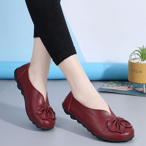 Chaussures Mocassins En Cuir Véritable Pour Femmeschaussures Plates Et Décontractées Avec N?ud Papillonpour Balletautomne Et Hiver