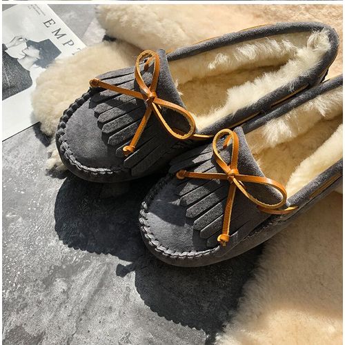 Chaussures Chaussures De Haute Qualité Pour Femmesmocassins Classiques En Cuir Véritable Et Fourrure Véritable4 Couleurs