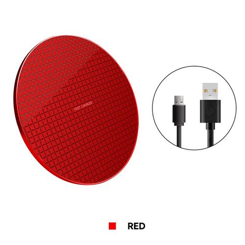 Rouge Avec Câble - Chargeur Sans Fil 10w À Induction Rapide, Pour Téléphone Samsung, Huawei, Xiaomi, Oppo, Iphone 12 Pro Max, 11 Pro, Xr, Xs