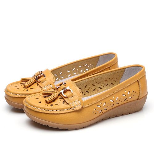 Chaussures Chaussures D'été En Cuir Pour Femmesmocassins Plateformebateau Souplemode Découpéeappartements Décontractéstalon Baschaussures D'infirmièrechaussures Lolita