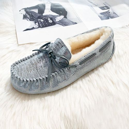 Chaussures Mocassins En Cuir Véritable Pour Femmeschaussures Platesfourrure Naturellemocassins Décontractésgrande Taillehaute Qualiténouvelle Modehiver