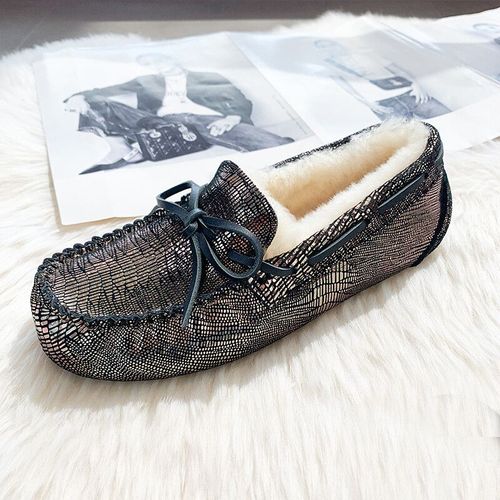 Chaussures Mocassins En Cuir Véritable Pour Femmeschaussures Platesfourrure Naturellemocassins Décontractésgrande Taillehaute Qualiténouvelle Modehiver