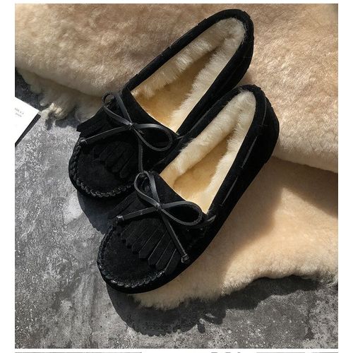Chaussures Chaussures De Haute Qualité Pour Femmesmocassins Classiques En Cuir Véritable Et Fourrure Véritable4 Couleurs