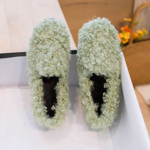 Chaussures Mocassins De Luxe En Laine Pour Femmechaussures Chaudes En Peluchecouleur Bonbonballerinelaine D'agneau Confortable
