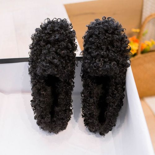 Chaussures Mocassins De Luxe En Laine Pour Femmechaussures Chaudes En Peluchecouleur Bonbonballerinelaine D'agneau Confortable