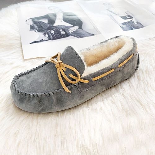 Chaussures Mocassins En Cuir Véritable Pour Femmeschaussures Platesfourrure Naturellemocassins Décontractésgrande Taillehaute Qualiténouvelle Modehiver