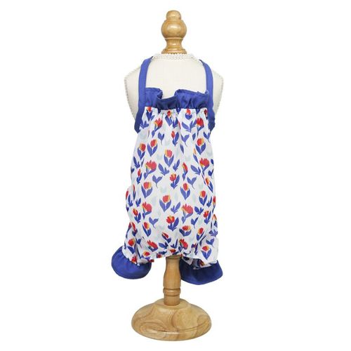 Pantalon À Bretelles Tulipe Pour Animaux De Compagnie,Vêtements Pour Chiens,Teddy Fn Anian,Style De Vacances,Pantalon À Bretelles,Respirant,Coupe Fine,Printemps,Été - Type Bleu-L