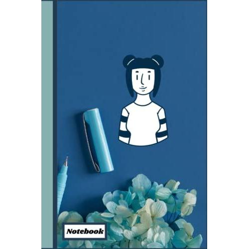 Blue Color Cover With Flower And Pen Cute And Real Women Photo Creative Lined Notebook With Massage Box Headers And Balloon Footers Also Date-Time And ... Cute Girly Notebook For Women 6 X 9 Inches