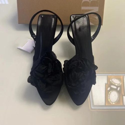Chaussures Trafsandales Talons Hauts Pointus Pour Femmeescarpins Slingback Florauxlégantschaussures Talons Aiguillesnoirsexyixd'étéparkermode