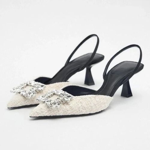 Chaussures Trafsandales Talons Hauts Pointus Pour Femmeescarpins Slingback Florauxlégantschaussures Talons Aiguillesnoirsexyixd'étéparkermode