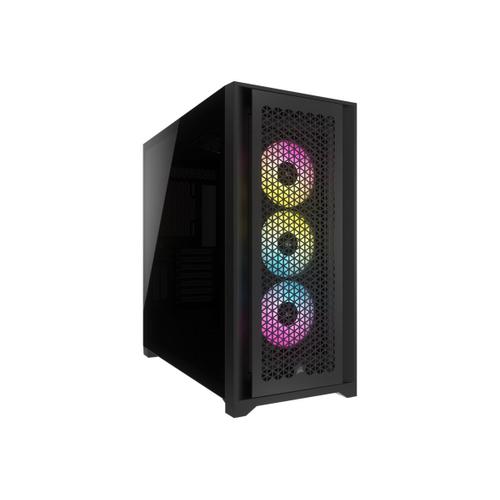 CORSAIR iCUE 5000D RGB Airflow - Mid tower - ATX étendu - panneau latéral fenêtré (verre trempé) - pas d'alimentation (ATX) - noir - USB/Audio