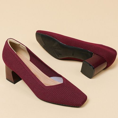 Chaussures Talons Hauts Tricotés Pour Femmeschaussures Respirantes Et Confortablesbout Carré Multipleautomne 5cm De Haut