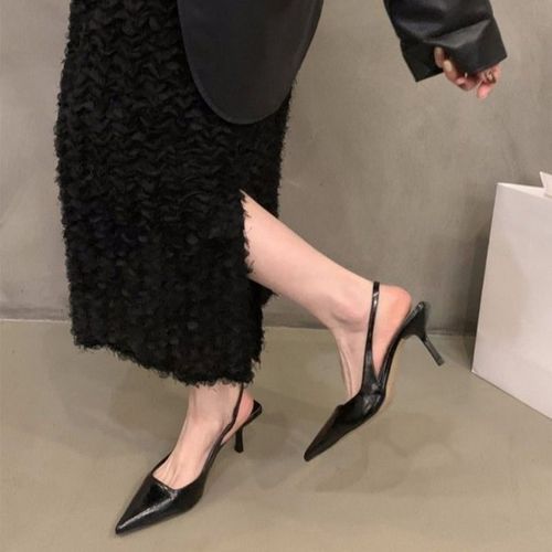 Chaussures Chaussures Bride Arrière Talons Hauts Pour Femmesmules Enfilerélégantestemporellespointuesparkernouvelle Marque De Modeprintempsg307