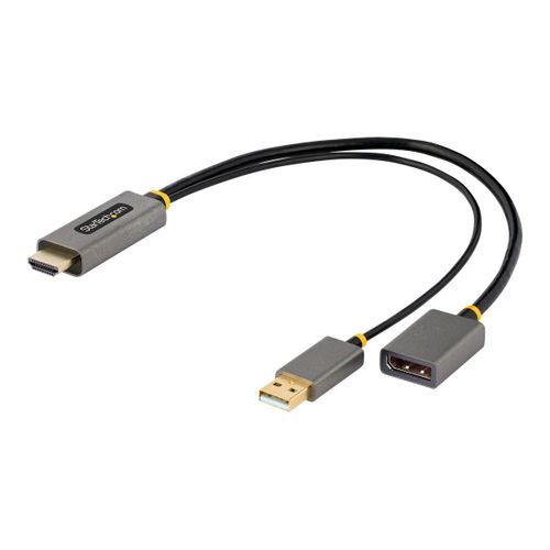 StarTech.com Adaptateur HDMI vers DisplayPort - HDMI 2.0 à DP 1.2, HDR - Câble adaptateur - HDMI, USB (alimentation uniquement) mâle pour DisplayPort femelle - 30 cm - gris, noir - support pour...