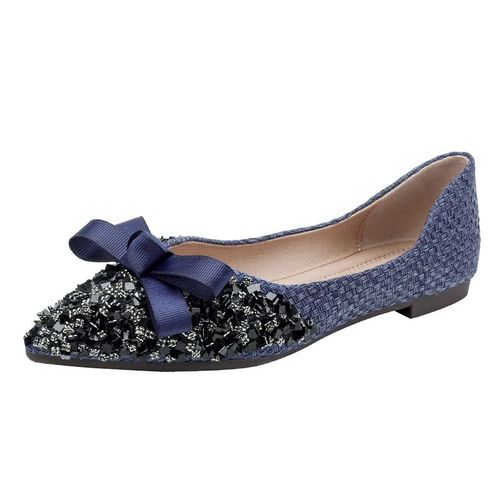 Chaussures De Marche Plates À Enfiler Pointues Pour Femmes,Mocassins À N?Ud Papillon,Décontracté,Tout Match,Taille 43