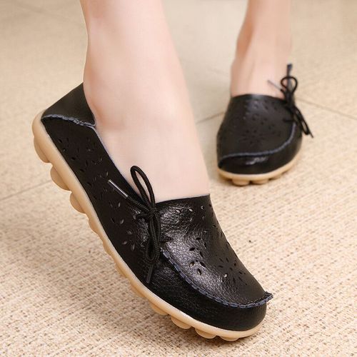 Chaussures Mocassins D'automne En Cuir Véritable Pour Femmeschaussures De Ballet N?ud Papillongrande Taille