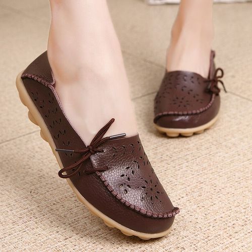 Chaussures Mocassins D'automne En Cuir Véritable Pour Femmeschaussures De Ballet N?ud Papillongrande Taille