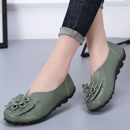 Mocassins Plats Confortables En Cuir Véritable Pour Femmes,Chaussures De Ballet,Grande Taille 35-44,2022