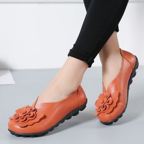 Mocassins Plats Confortables En Cuir Véritable Pour Femmes,Chaussures De Ballet,Grande Taille 35-44,2022