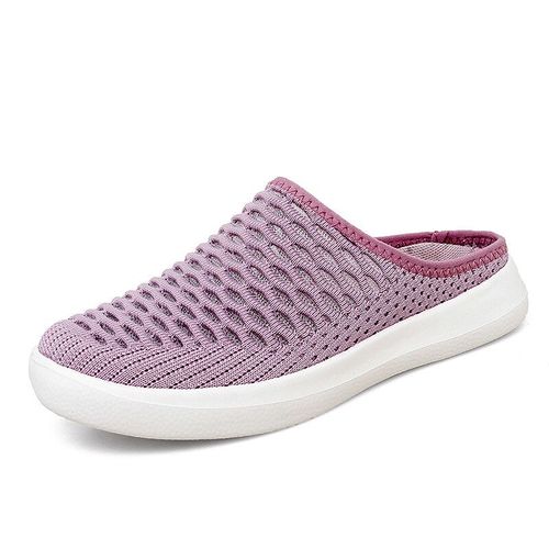 Baskets En Maille Légères Pour Femmes,Chaussures Plates Respirantes,Demi-Mocassins À Enfiler,Chaussures Décontractées Pour Femmes,Été,Grande Taille 35-42